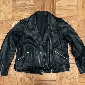 Quince Black Motorcycle Jacket size XL, real sheep leather